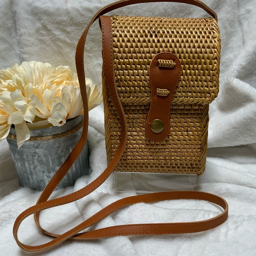 Brown Woven Crossbody Bag